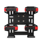 Black fuel bottle mount bracket with four red strap pads for side case