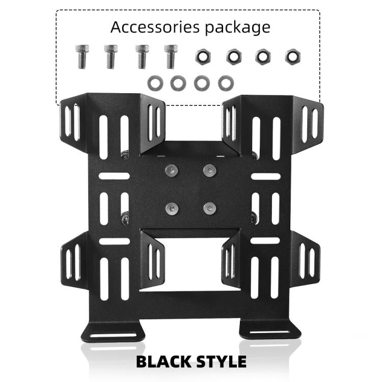 Black fuel bottle mount bracket kit with screws and nuts in accessory package