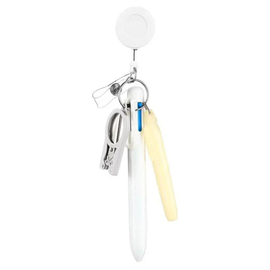 Nurse pen set with retractable badge reel, white cap and yellow pen