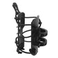 Black bottle holder mount with curved grips and two side clamps for crash bars.