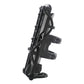 Black crash-bar bottle holder shown from the side with strap webbing and base feet.