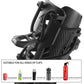 Black bottle holder close-up with curved strap, textured grip, and side attachment loop.