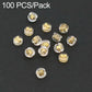 Clear silicone earring backs with gold-toned metal cores, round snap-lock pieces, 100-pack