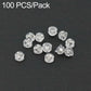 Clear silicone earring backs with silver-toned metal cores, round locking covers, 100-pack