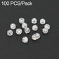 Clear silicone earring backs with silver metal cores, round snap-lock pieces, 100-pack