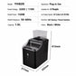 Black cube ice maker with clear lid; model YH820 size and voltage specs