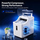 White cube ice maker with open top, ice cubes inside