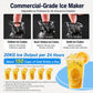 Ice maker producing hollow, semi-hollow, and solid ice cubes in glasses