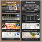 Ice maker tray comparison of square and round ice cubes with batch counts