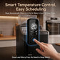 Black cube ice maker with digital control panel; finger pressing timer