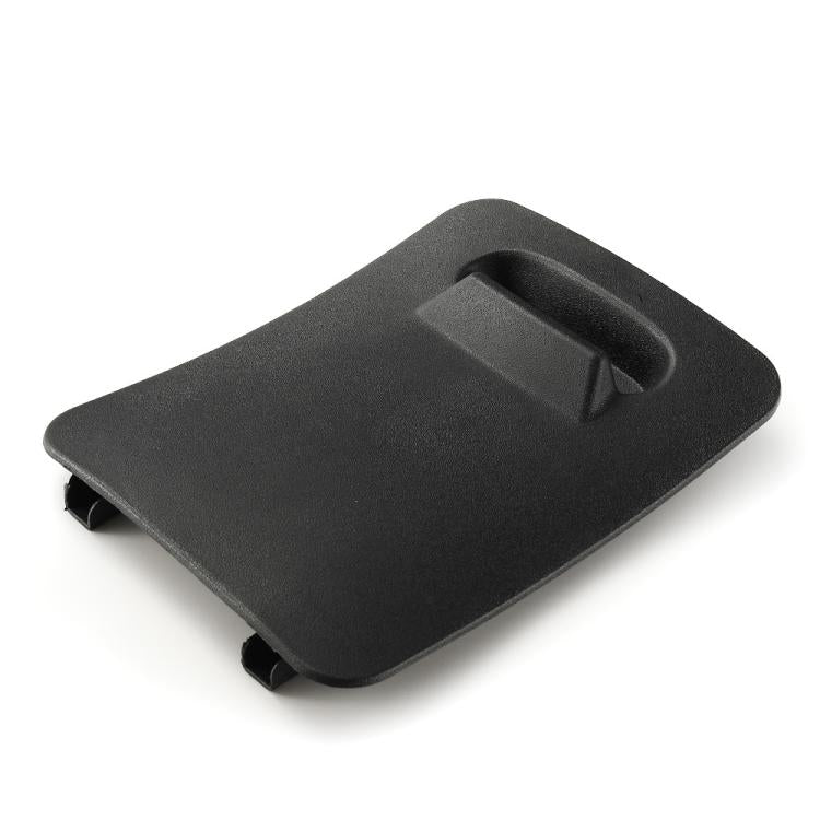 Engine access panel, dark textured plastic with recessed carry handle