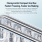 Honeycomb compact ice maker ice tray with multiple cylindrical ice cubes.