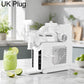 White automatic shaved ice machine with UK plug, clear ice chute and control display