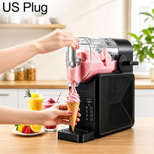 Countertop slushy machine with US plug, black base and clear mixing chamber