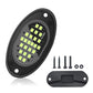 Waterproof LED rock light kit with oval module, screws, and mounting bracket