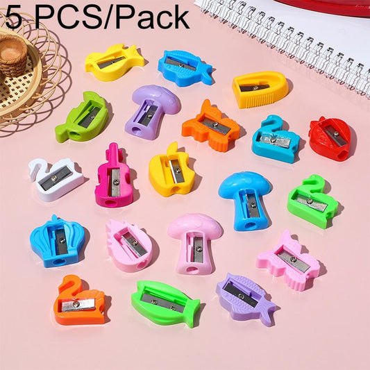 5-pack colorful manual single-hole pencil sharpeners with metal blades