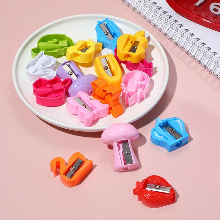 Mixed-color single-hole pencil sharpeners in a bowl, 5-pack assortment