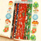 Holiday-themed eraser pencil pack with orange, green, and black prints