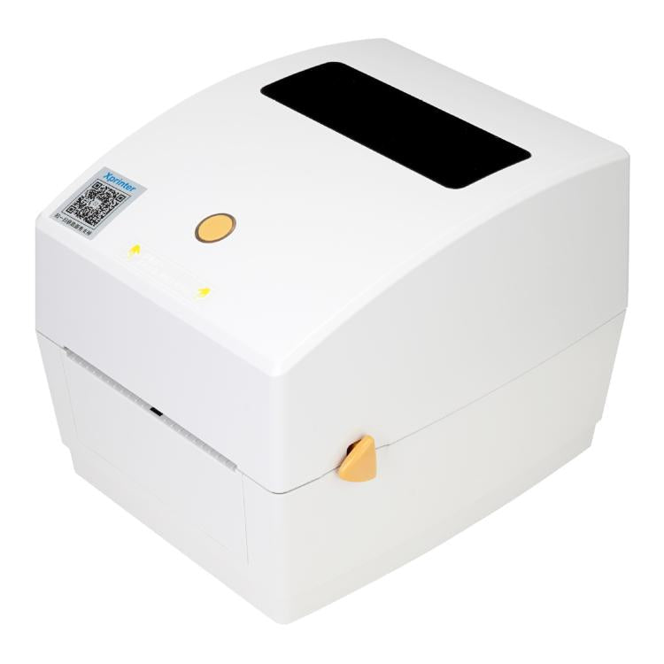 Desktop thermal barcode label printer with top window and front indicator lights