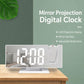 Mirror projection digital clock with white LED digits and side display window