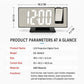 Mirror projection digital clock with white LED digits, front view with side module