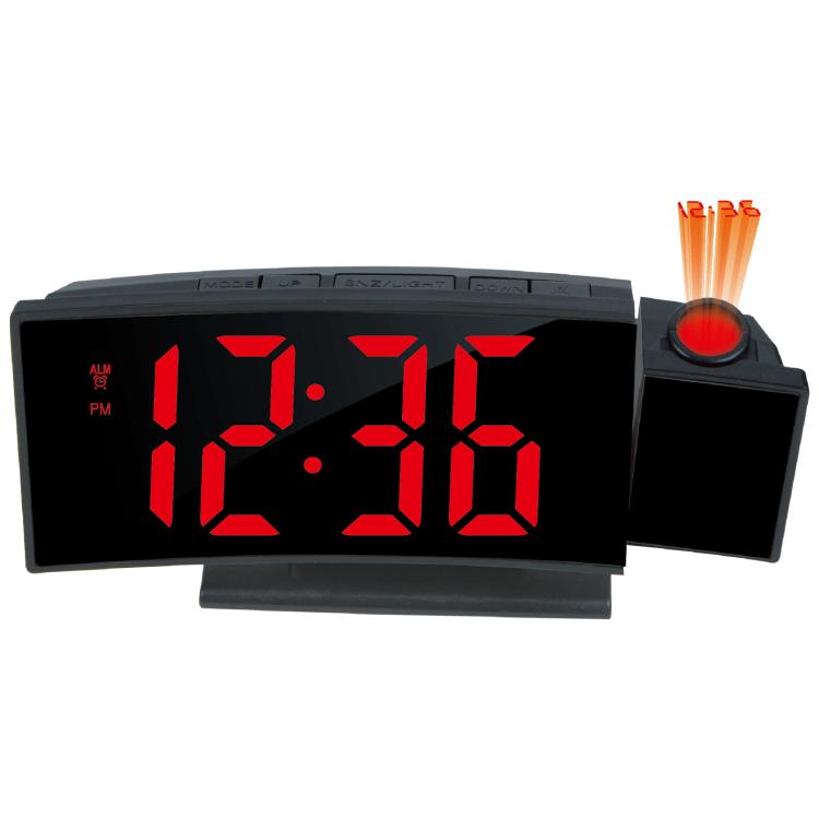 Black LED projection alarm clock with red 12:41 display