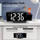 Black LED projection alarm clock with white digits and orange projected time