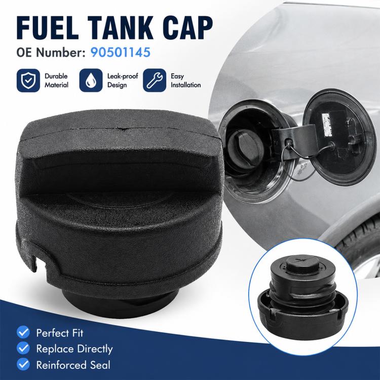 Black fuel tank cap with open housing and fuel filler opening