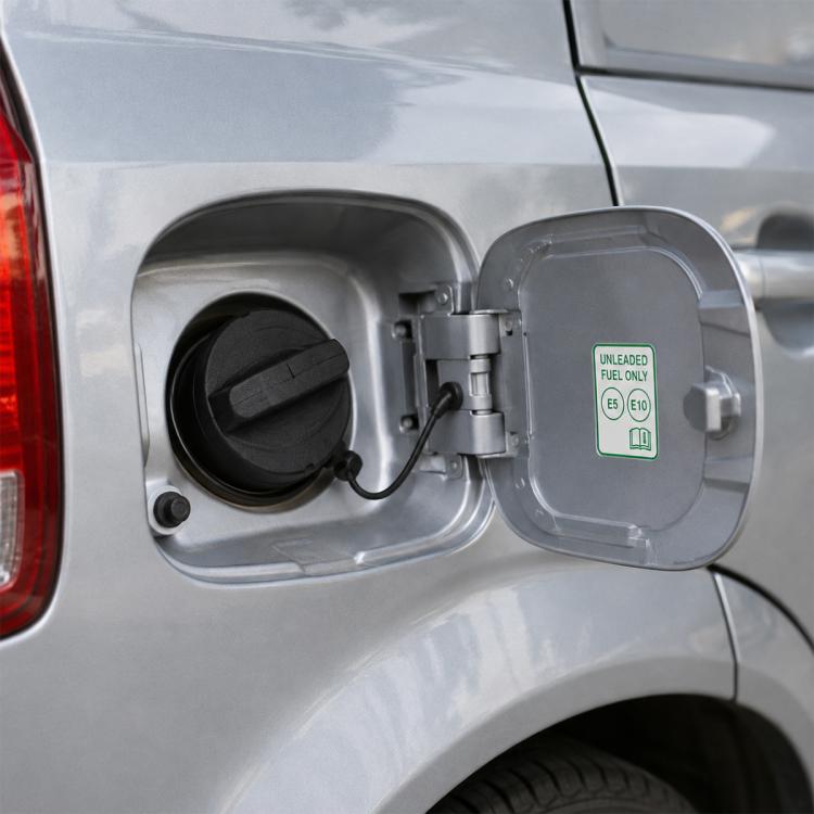 Fuel tank cap assembly with tethered cap on fuel door