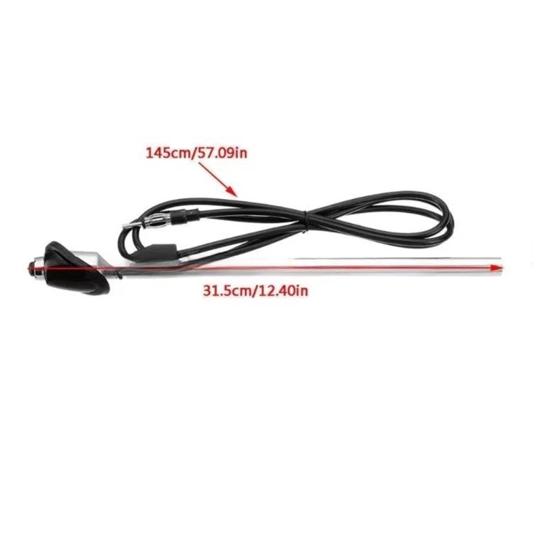 Car radio antenna kit with wire leads and black mounting base, 145 cm total length