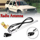 Car radio antenna kit with chrome rod, black base, and wire harness for pickup