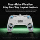 Wired game controller front view with four top grip lights and vibration modules