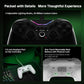 Wired white controller with illuminated RGB accents and visible retractable back buttons