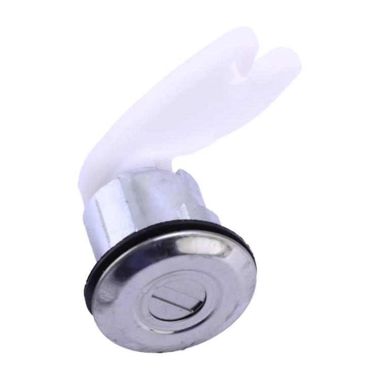 Single chrome lock cylinder with black center and white key cover