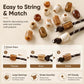 Large-hole acrylic beads in marbled amber and white, threaded on decorative cords