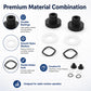 Front window bushing kit components: black bushings, white nylon washers, black rubber seals
