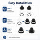 Front window bushing kit for easy installation: bushings, nylon washers, and rubber seals