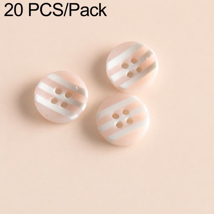 Light striped resin buttons, round, two-hole style for crafts