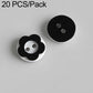 Black round resin buttons, two-hole design with one flower-shaped button