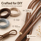 PU leather beading cords with round profile in brown, beige, and gray, laid flat