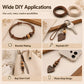 PU leather beading cords shown with bracelet, keychain, bag charm, and phone strap