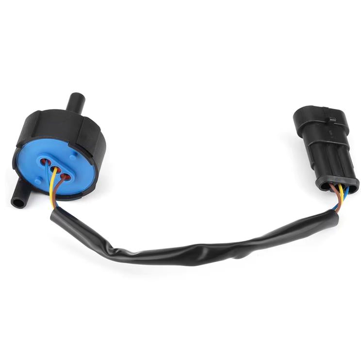Fuel water sensor assembly with blue circular insert and black wiring leads