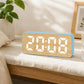 Wood-look bamboo-texture LED alarm clock with blue border and large digits display