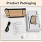LED bamboo pattern clock package with clock, power cable, manual, and mounting parts