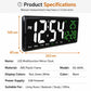 Black LED multifunction mirror clock with large digital time display in green and red