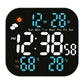 LED digital weather clock with blue numbers, day/date, humidity %, and temperature °C