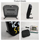 LED digital weather clock product details: back view, side view, and front display close-up