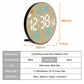 Round LED bamboo-grain mirror weather clock with size dimensions 260mm x 29.8mm