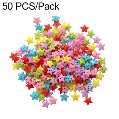 Assorted star resin buttons, mixed colors, 2-hole craft buttons (50 pcs pack)