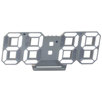 LED digital clock with gray case and white 4-digit LED time display